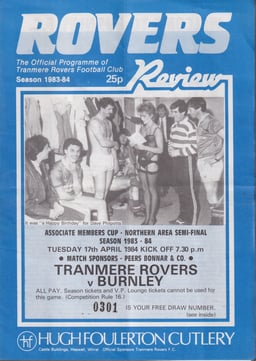 Tranmere Rovers v Burnley Match Programme 1984-04-17